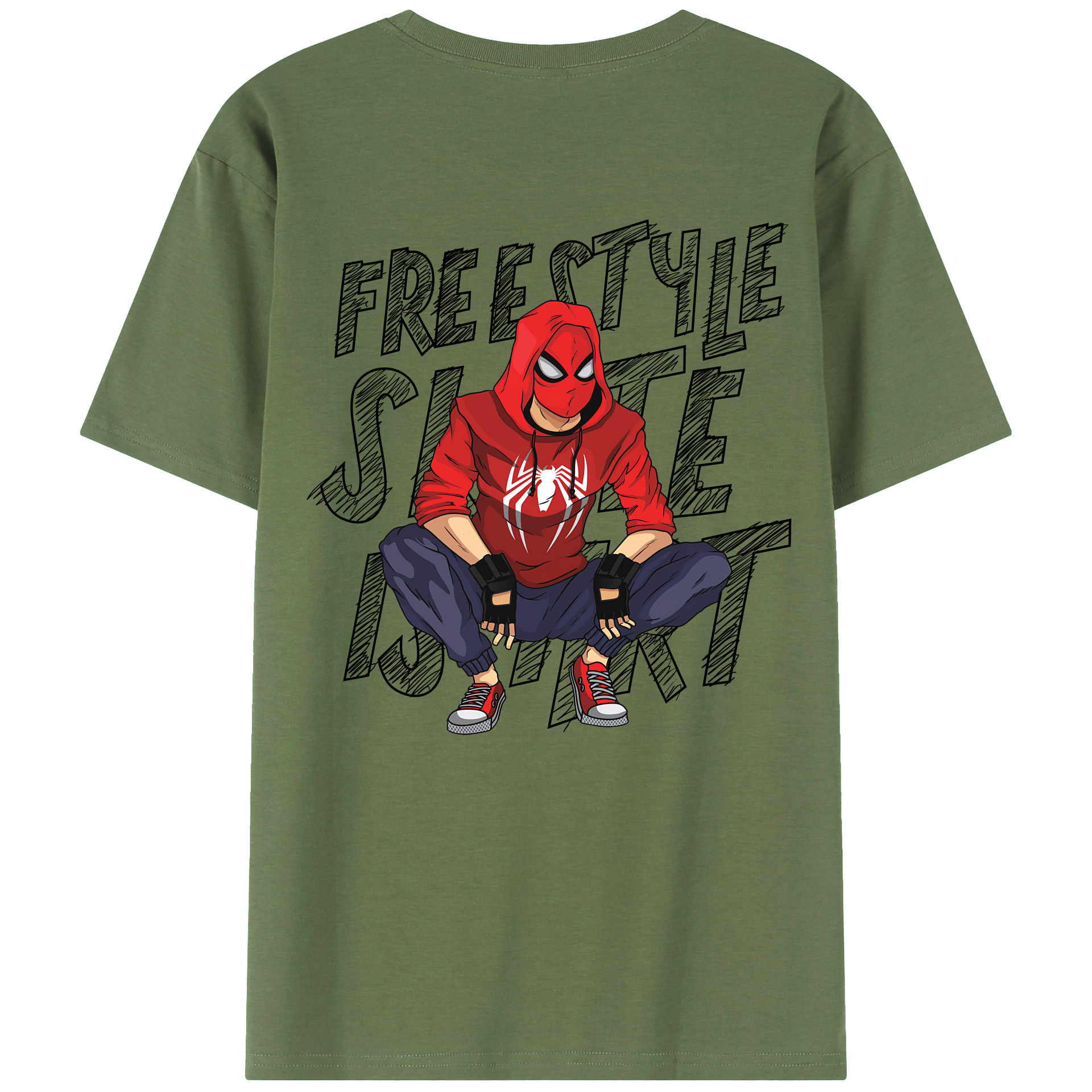 （画像用） Spider Man スパイダーマン 綿100％ メンズ半袖Tシャツ（バックプリント） 通気性